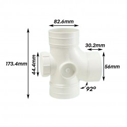 Bina Plastic UPVC Fittings Equal Single Branch I/O 3" x 2" (82MM x 56MM)