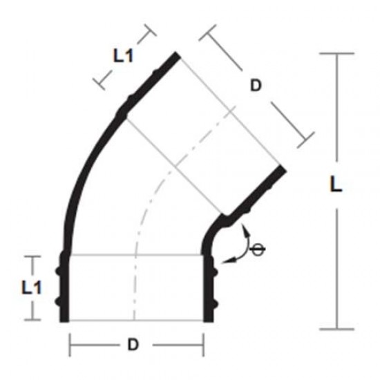 Bina Plastic UPVC Fittings 45° Plain Bend 3" 82MM Bina Plastic UPVC Fittings 45° Plain Bend 3" 82MM