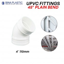 Bina Plastic UPVC Fittings 45° Plain Bend 4" 110MM