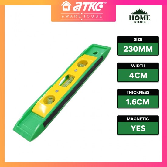 Home Store HT-C93 Torpedo Level Magnetic Mini Plastic Spirit Level Green 9'' (230MM)