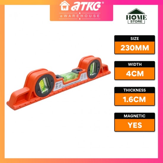 Home Store Solid Core Cast Aluminium Magnetic Spirit Level With 3 Level Bubble 9'' (230MM)