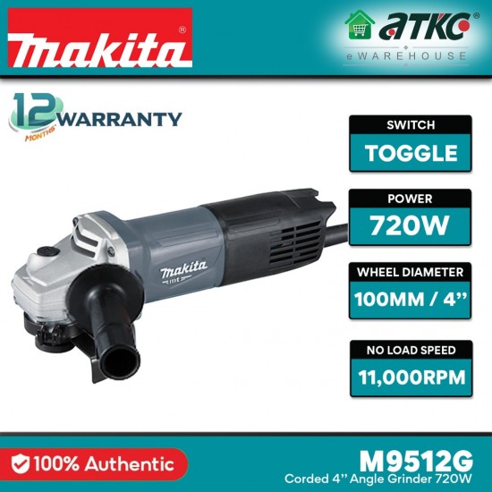 Makita M9512G Angle Grinder 4" 720W (Toggle Switch)
