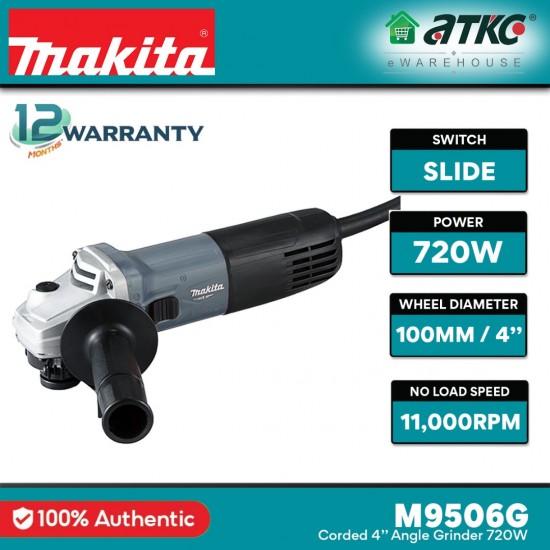 Makita M9506G Angle Grinder 4'' 720W (Slide Switch) Makita M9506G Angle Grinder 4'' 720W (Slide Switch)