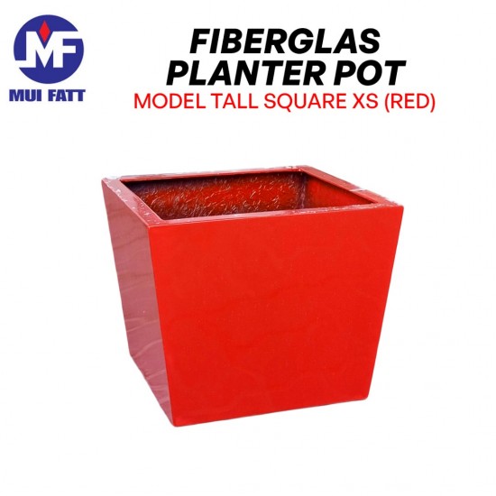 Mui Fatt Tall Square XS Fiberglass Planter Pot 430MM (Top) x 340MM (Base) x 330MM (H) - Red Mui Fatt Tall Square XS Fiberglass Planter Pot 430MM (Top) x 340MM (Base) x 330MM (H) - Red