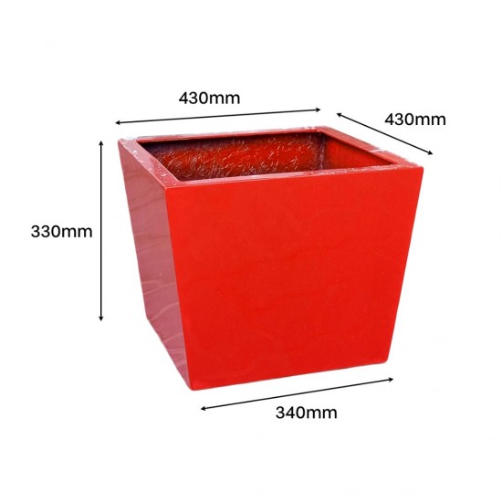 Mui Fatt Tall Square XS Fiberglass Planter Pot 430MM (Top) x 340MM (Base) x 330MM (H) - Red Mui Fatt Tall Square XS Fiberglass Planter Pot 430MM (Top) x 340MM (Base) x 330MM (H) - Red