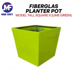 Mui Fatt Tall Square S Fiberglass Planter Pot 435MM (Top) x 370MM (Base) x 450MM (H) - Lime Green
