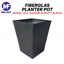 Mui Fatt Tall Square M Fiberglass Planter Pot 430MM (Top) x 340MM (Base) x 655MM (H) - Matt Black