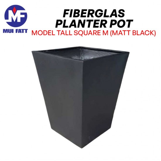 Mui Fatt Tall Square M Fiberglass Planter Pot 430MM (Top) x 340MM (Base) x 655MM (H) - Matt Black Mui Fatt Tall Square M Fiberglass Planter Pot 430MM (Top) x 340MM (Base) x 655MM (H) - Matt Black