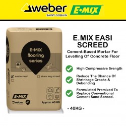 E.Mix Easi Screed Cement-Based Mortar For Levelling Of Concrete Floor & Repair Of Screeding Under Interior Or Exterior Conditions 40KG (GREY)