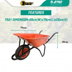 Orex Wheelbarrow Narrow Tray Medium Duty With 13'' Pneumatic Wheel Orex Wheelbarrow Narrow Tray Medium Duty With 13'' Pneumatic Wheel