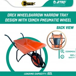 Orex Wheelbarrow Narrow Tray Medium Duty With 13'' Pneumatic Wheel