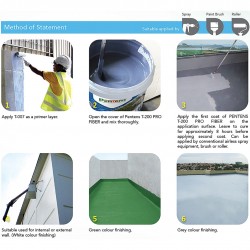 Pentens T-200 Pro Fiber Ultimate Elastic Acrylic Waterproofing Coating 20KG - White/Grey/Green Pentens T-200 Pro Fiber Ultimate Elastic Acrylic Waterproofing Coating 20KG - White/Grey/Green