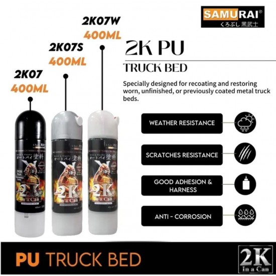 Samurai Paint 2K Coat 2K07S PU Truck Bed Silver 400ML