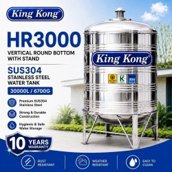 King Kong HR3000 Vertical Round Bottom With Stand Stainless Steel Water Tank 30000L/6700G