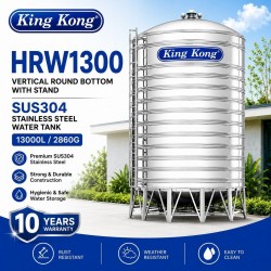 King Kong HRW1300 Vertical Round Bottom With Stand Stainless Steel Water Tank 13000L/2860G