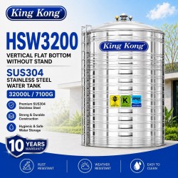 King Kong HSW3200 Vertical Round Bottom With Stand Stainless Steel Water Tank 32000L/7100G
