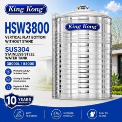 King Kong HSW3800 Vertical Round Bottom With Stand Stainless Steel Water Tank 38000L/8400G