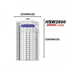 King Kong HSW2500 Vertical Round Bottom With Stand Stainless Steel Water Tank 25000L/5500G