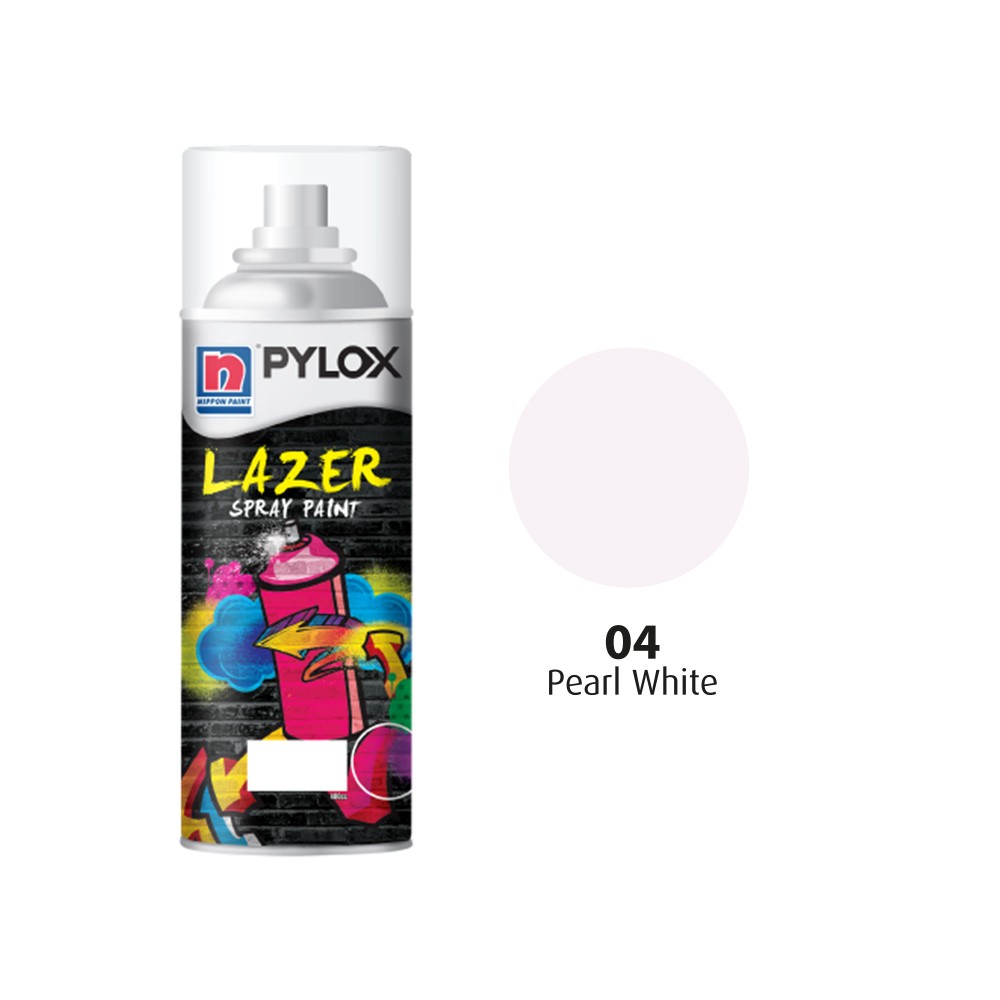 Nippon Pylox Lazer Spray Paint Solid Colour 04 Pearl White 400cc