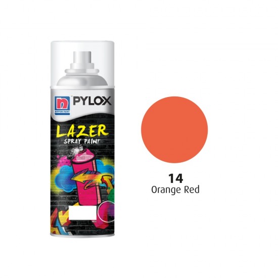 Nippon Pylox Lazer Spray Paint Solid Colour 14 Orange Red 400cc Nippon Pylox Lazer Spray Paint Solid Colour 14 Orange Red 400cc