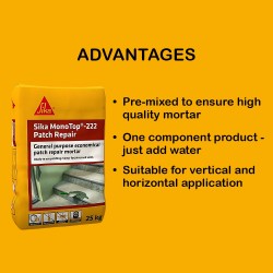 Sika MonoTop®-222 Patch Repair General Purpose Shrinkage Compensated Patch Repair Mortar 25KG Sika MonoTop®-222 Patch Repair General Purpose Shrinkage Compensated Patch Repair Mortar 25KG