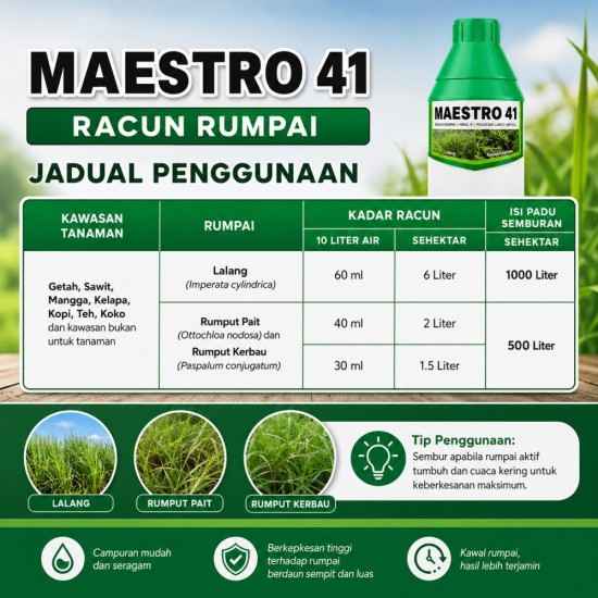 1L Maestro 41 Racun Rumput (Kelas III) 1L Maestro 41 Racun Rumput (Kelas III)