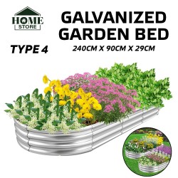 Home Store Type 4 Galvanized Raised Garden Bed 2400MM (L) x 900MM (W) x 290MM (H) - Oblong
