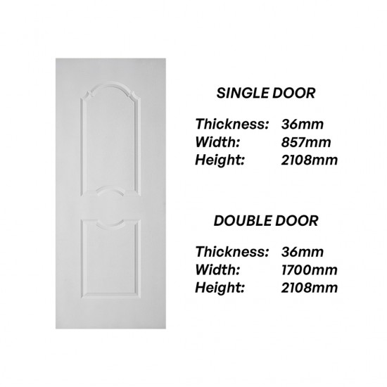 Frontiera SBD-MD-001 2P Horizon Moulded Door Series Single Door/ Double Equal Door (With Primer Coating Only)