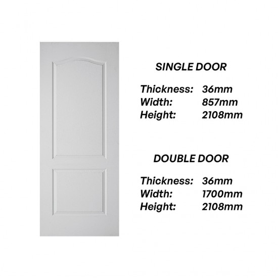 Frontiera SBD-MD-002 2P Caspian Moulded Door Series Single Door/ Double Equal Door (With Primer Coating Only)