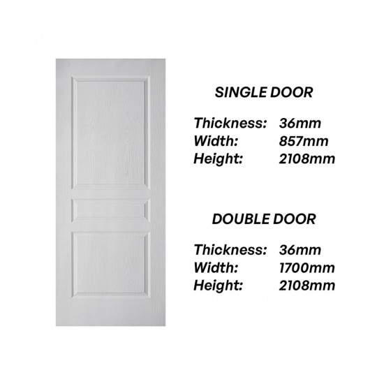 Frontiera SBD-MD-003 3P Baltic Moulded Door Series Single Door/ Double Equal Door (With Primer Coating Only)