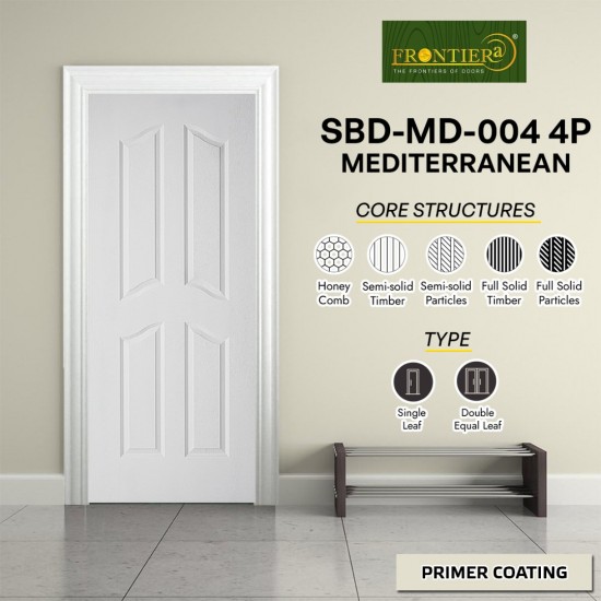 Frontiera SBD-MD-004 4P Mediterranean Moulded Door Series Single Door/ Double Equal Door (With Primer Coating Only)