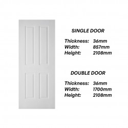Frontiera SBD-MD-005 4P Tasman Moulded Door Series Single Door/ Double Equal Door (With Primer Coating Only) Frontiera SBD-MD-005 4P Tasman Moulded Door Series Single Door/ Double Equal Door (With Primer Coating Only)