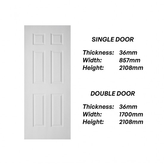 Frontiera SBD-MD-007 6P Pacific Moulded Door Series Single Door/ Double Equal Door (With Primer Coating Only)