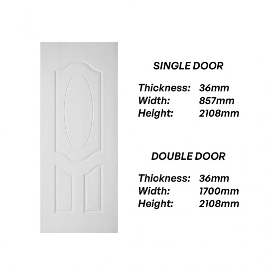 Frontiera SBD-MD-009 3P Oval Moulded Door Series Single Door/ Double Equal Door (With Primer Coating Only)