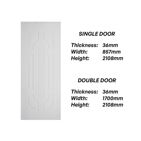 Frontiera SBD-MD-010 7P Mumbaiya Moulded Door Series Single Door/ Double Equal Door (With Primer Coating Only)