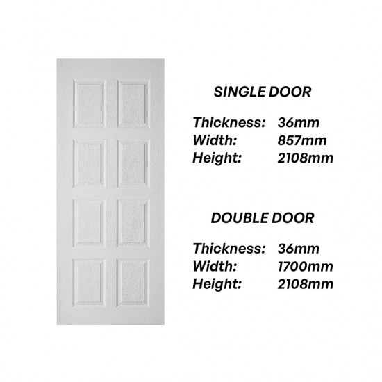 Frontiera SBD-MD-011 8P Traditional Moulded Door Series Single Door/ Double Equal Door (With Primer Coating Only)