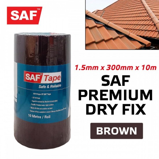 SAF Premium Dry Fix High Quality Self-Adhesive Flashing Tape With Bitumen Backing UV Resistant 1.5MM (T) x 300MM (W) x 10M (L)