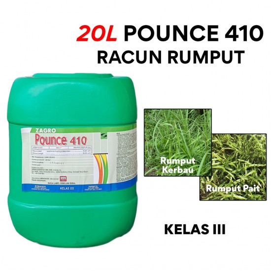 20L Pounce 410 Racun Rumput/Racun Rumpai (Kelas III) 20L Pounce 410 Racun Rumput/Racun Rumpai (Kelas III)