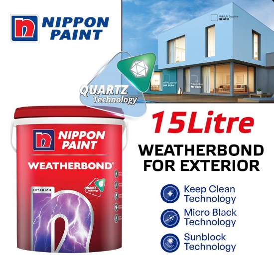 Nippon Paint Weatherbond Water-Based Paint For Exterior 15L Nippon Paint Weatherbond Water-Based Paint For Exterior 15L