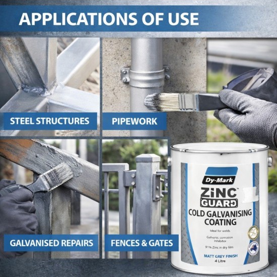 Dy-Mark Zinc Guard Cold Galvanising Coating 4L - Matt Grey Finish