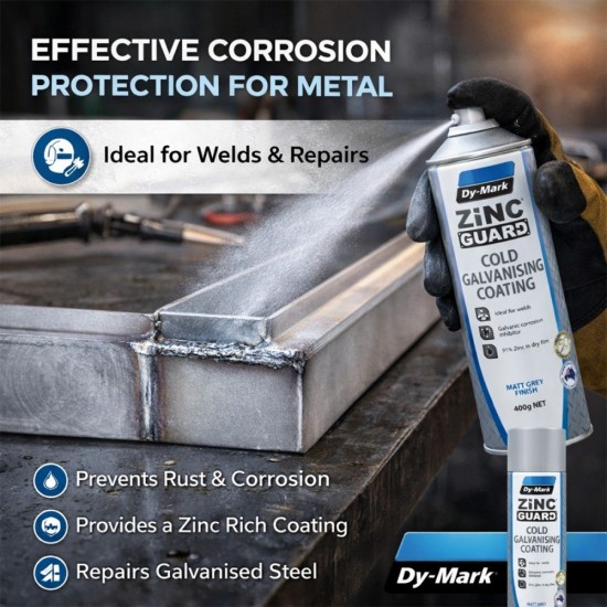 Dy-Mark Zinc Guard Cold Galvanising Coating 400G - Matt Grey Finish Dy-Mark Zinc Guard Cold Galvanising Coating 400G - Matt Grey Finish