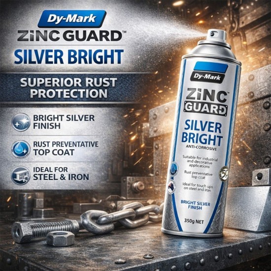 Dy-Mark Zinc Guard Silver Bright Anti Corrosive 350G - Bright Silver Finish Dy-Mark Zinc Guard Silver Bright Anti Corrosive 350G - Bright Silver Finish