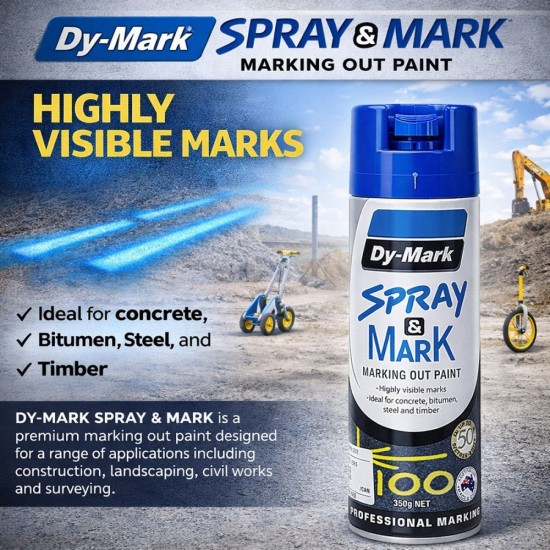 Dy-Mark Spray & Mark Premium Marking Out Paint Inverted Spray 350G (1PC) Dy-Mark Spray & Mark Premium Marking Out Paint Inverted Spray 350G (1PC)