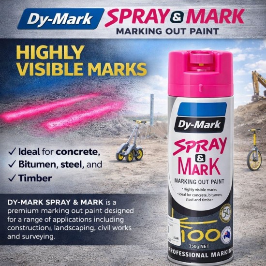Dy-Mark Spray & Mark Premium Marking Out Paint Inverted Spray 350G (1PC) Dy-Mark Spray & Mark Premium Marking Out Paint Inverted Spray 350G (1PC)