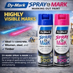 Dy-Mark Spray & Mark Premium Marking Out Paint Inverted Spray 350G (1PC)