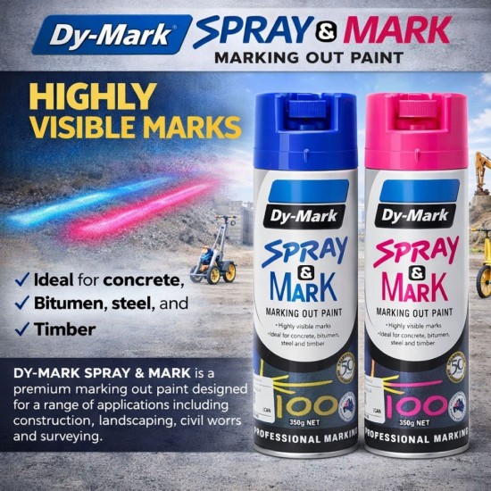 Dy-Mark Spray & Mark Premium Marking Out Paint Inverted Spray 350G (1PC) Dy-Mark Spray & Mark Premium Marking Out Paint Inverted Spray 350G (1PC)