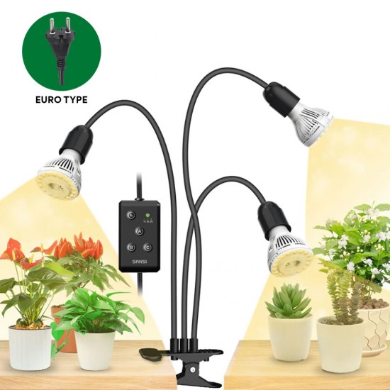 Sansi 10W Adjustable 3-Head Clip-On Light Holder + 3x 10W LED Grow Light