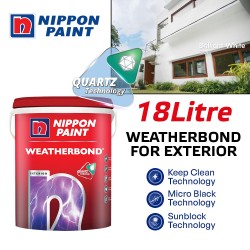 Nippon Paint Weatherbond Water-Based Paint For Exterior 18L (Brilliant White 1001)