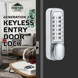 Home Store #600 Push Button Lock Keyless Entry Door Lock With Keypad (Generation 3) - Satin Chrome