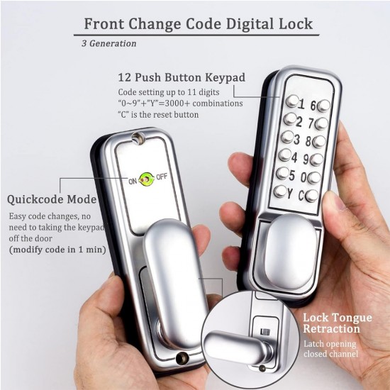 Home Store #600 Push Button Lock Keyless Entry Door Lock With Keypad (Generation 3) - Satin Chrome Home Store #600 Push Button Lock Keyless Entry Door Lock With Keypad (Generation 3) - Satin Chrome